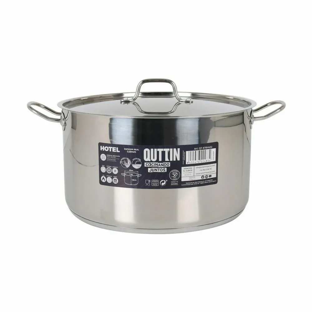 Pentola con Coperchio Quttin Hotel Acciaio ø 32 x 18 cm (2 Unità)