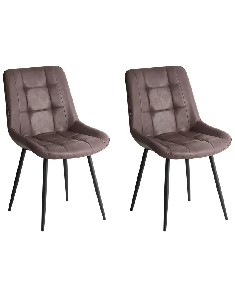 Set 2 Faux pelle Dining Chairs Brown MELROSE II