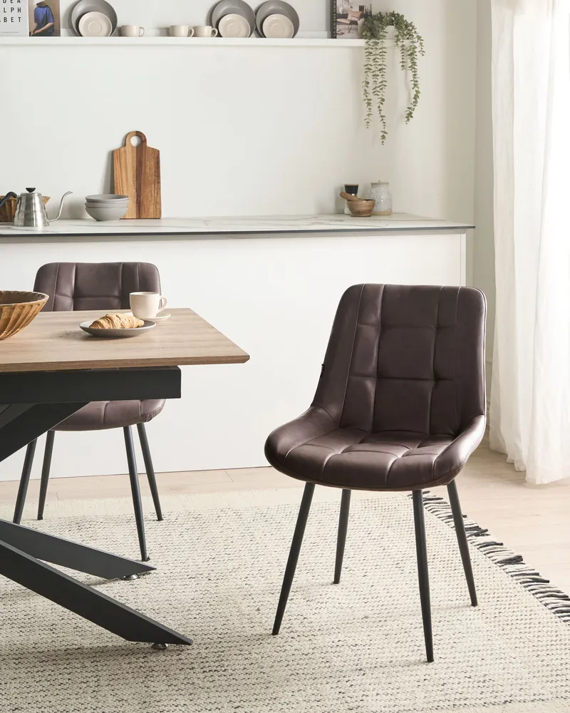 Set 2 Faux pelle Dining Chairs Brown MELROSE II