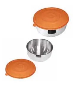 Ciotola acciaio con tappo ermetico plastica cm 20 col. giallo Omra