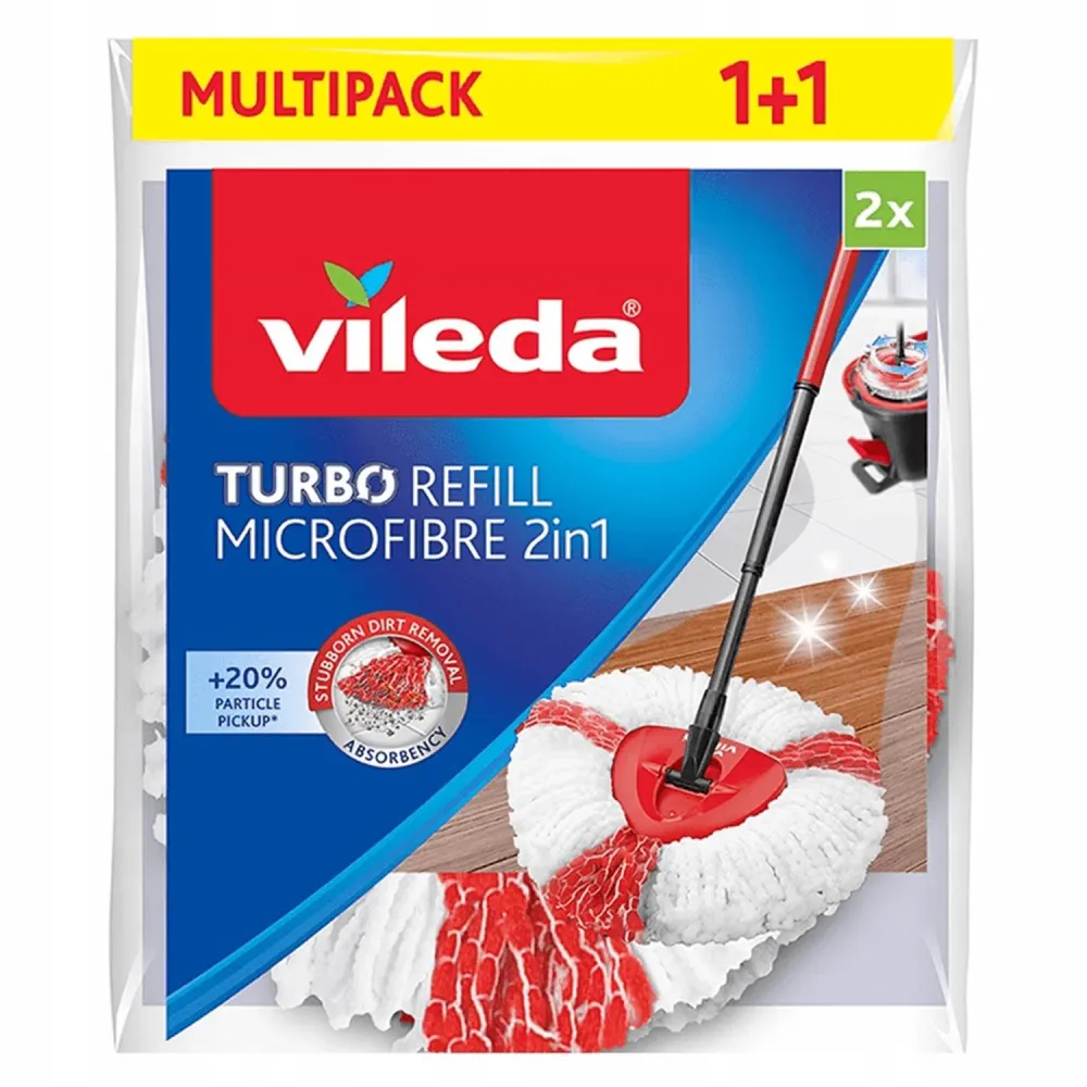 Ad Alta Resistenza Replacement mop refill pad Vileda Agevole Wring & Clean Turbo 2in1 - Multipack, 2pcs 1 Pack