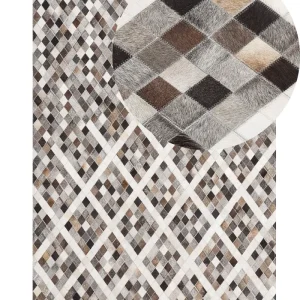 Cowhide Area Rug 160 x 230 cm Grey and Brown AKDERE