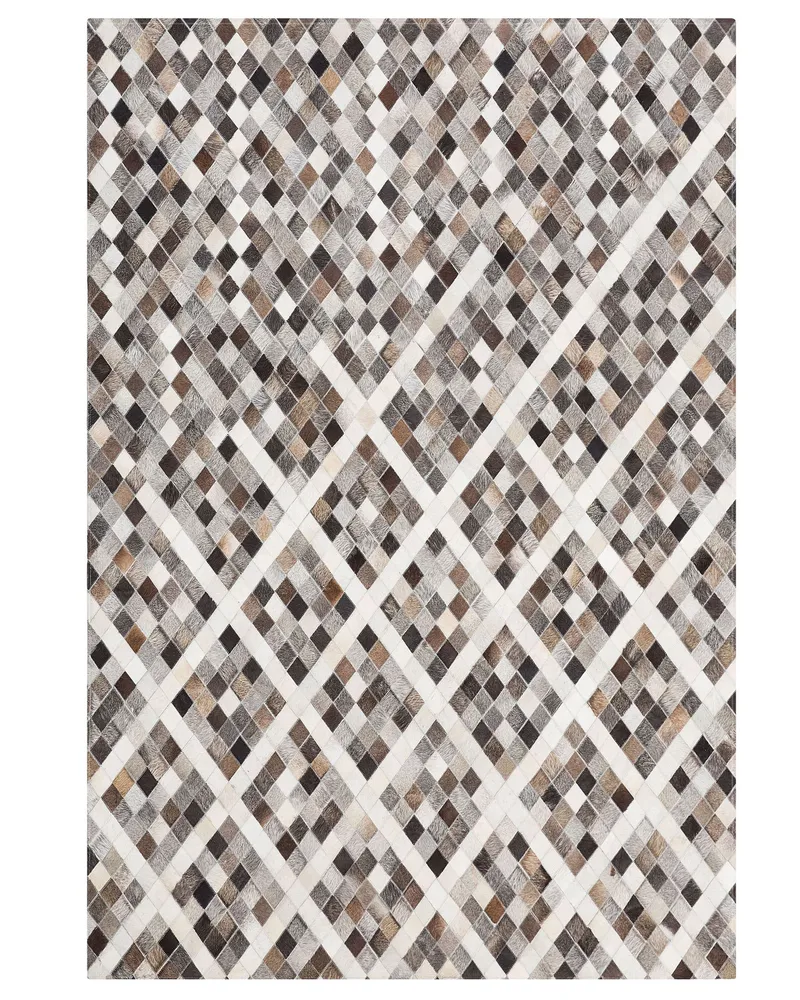 Cowhide Area Rug 160 x 230 cm Grey and Brown AKDERE