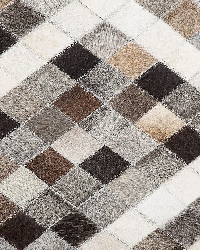 Cowhide Area Rug 160 x 230 cm Grey and Brown AKDERE