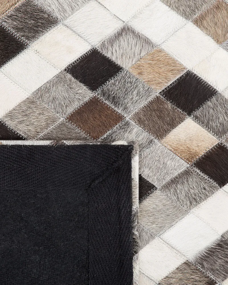 Cowhide Area Rug 160 x 230 cm Grey and Brown AKDERE