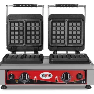 Piastra per waffle GMG Bruxelles 4x (102 x 165 x 26 cm) piastra di cottura fissa da 50° 300°C ghisa canale di raccolta del...