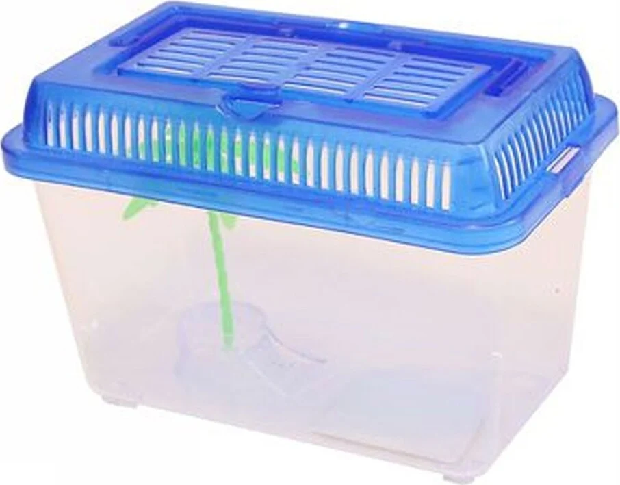 2 Pz Acquario Vaschetta Pesci Tartarughe Coperchio Maniglia Presa Aria 16x9.5x12