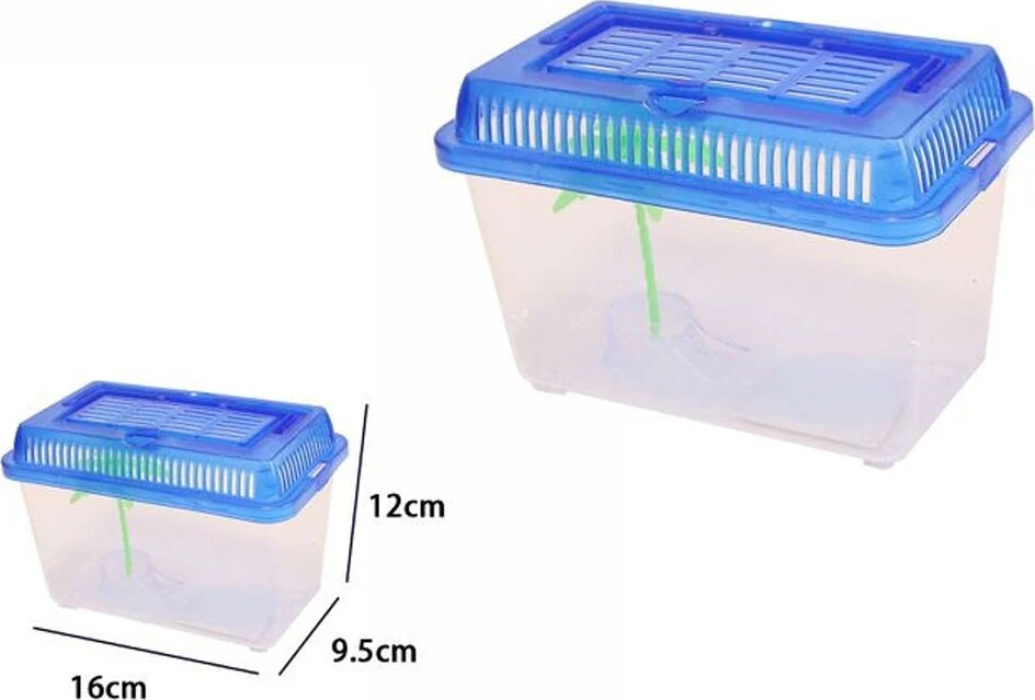 2 Pz Acquario Vaschetta Pesci Tartarughe Coperchio Maniglia Presa Aria 16x9.5x12