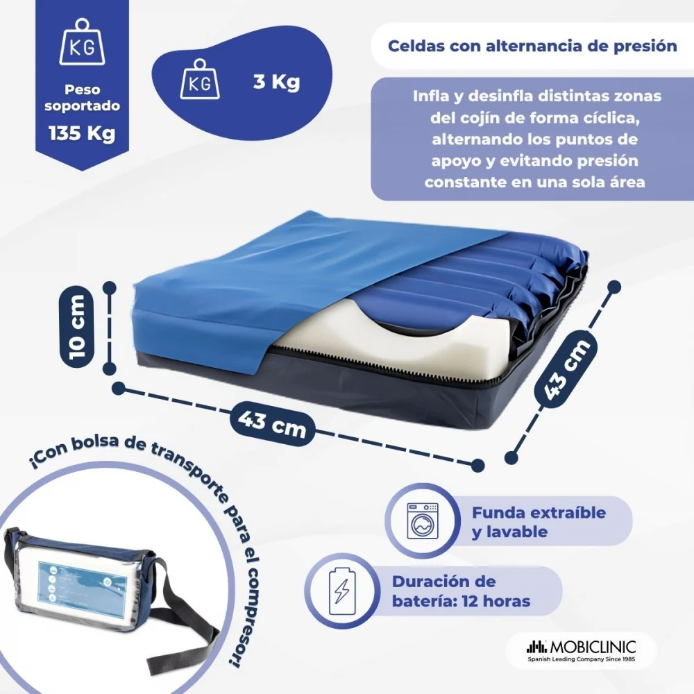 Cuscino antidecubito ad aria | Celle alternate | Con compressore | Regolabile | ARES | Mobiclinic