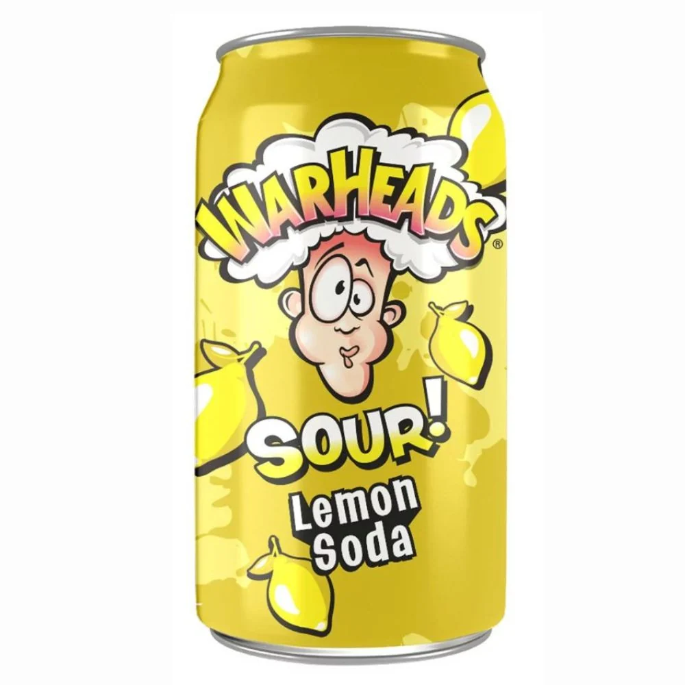 Warheads Sour Lemon Soda, bevanda al limone da 355ml