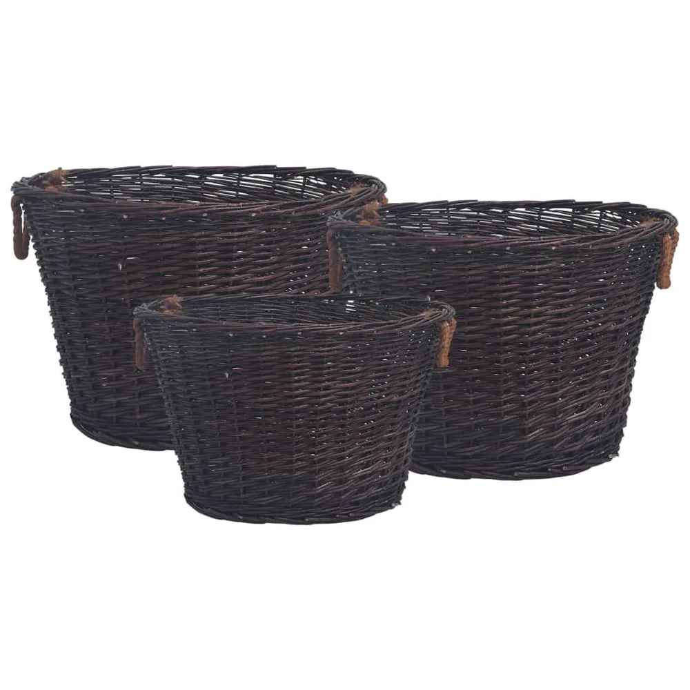 Set Cestini Portalegna Impilabili 3 pz Marrone Fosco Salice