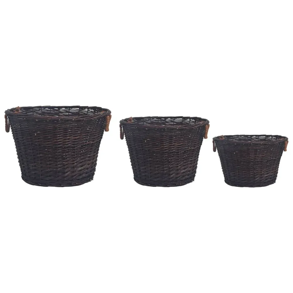Set Cestini Portalegna Impilabili 3 pz Marrone Fosco Salice