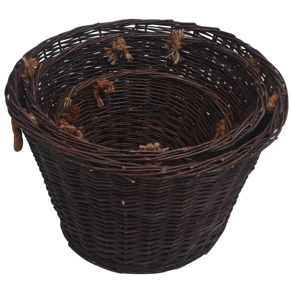Set Cestini Portalegna Impilabili 3 pz Marrone Fosco Salice
