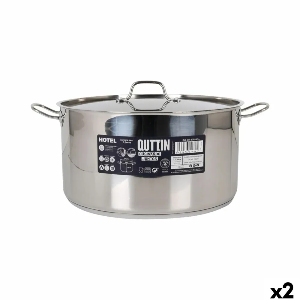 Casseruola con coperchio Quttin ø 34 x 18 cm (2 Unità)