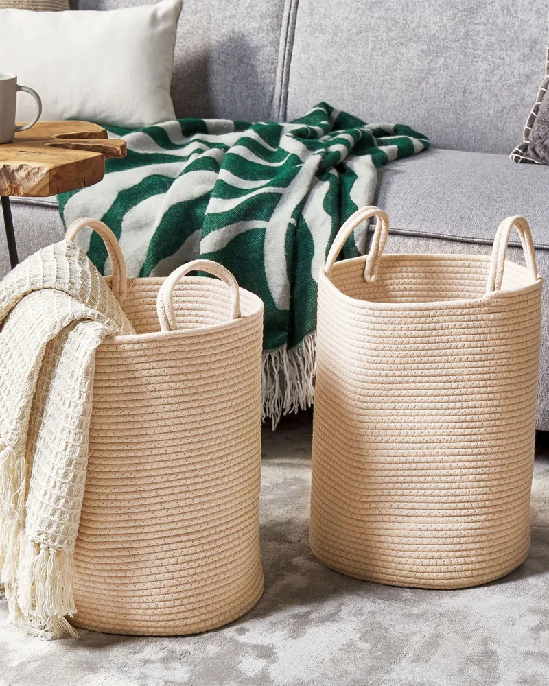 Set di 2 ceste cotone nocciola chiaro 39 cm SARYK