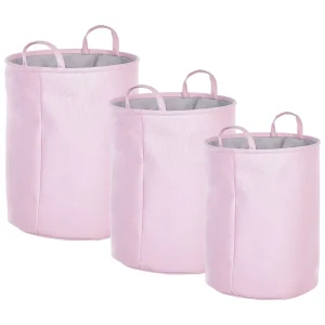 Set di 3 ceste cotone rosa e grigio ARCHA