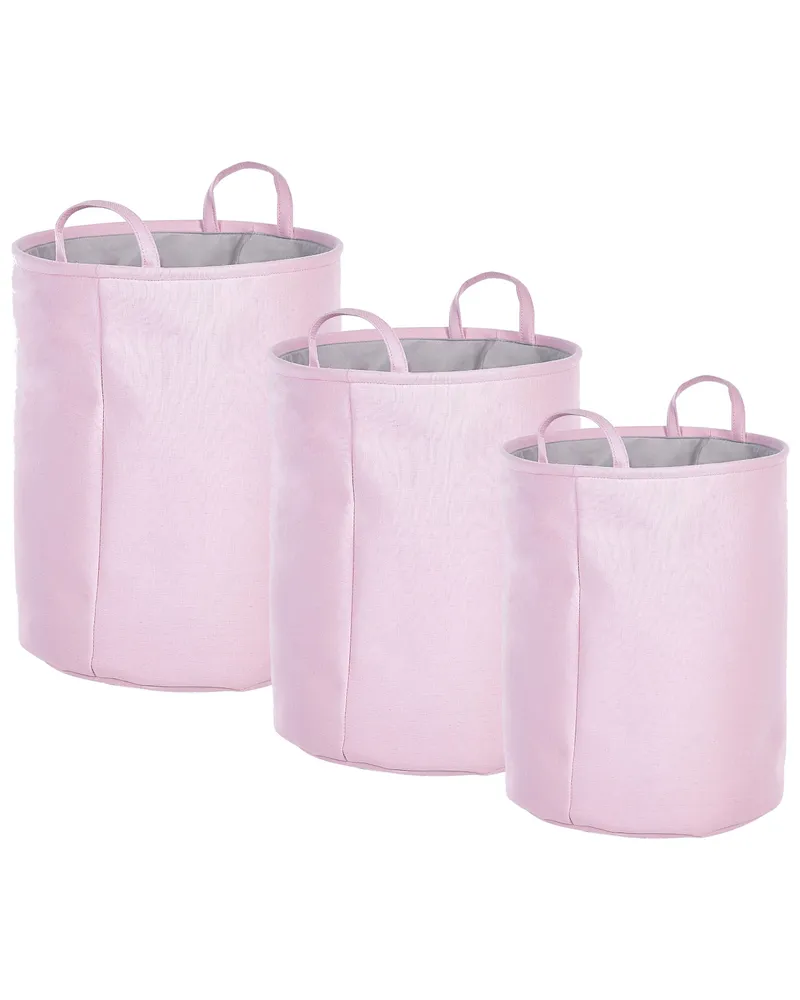 Set di 3 ceste cotone rosa e grigio ARCHA
