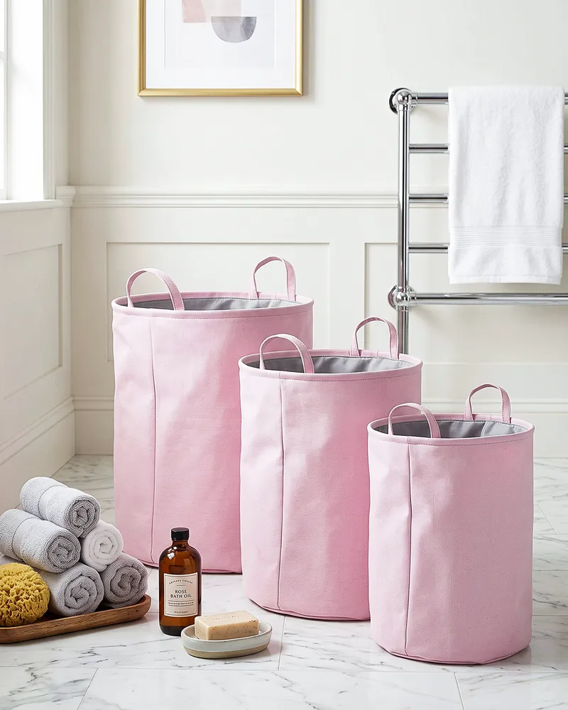 Set di 3 ceste cotone rosa e grigio ARCHA