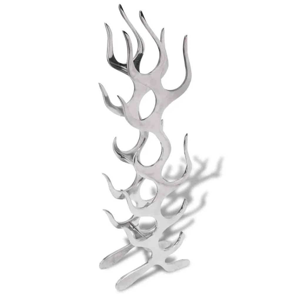 Cremagliera Forma di Fiamma 9 Bottiglie Alluminio Argento