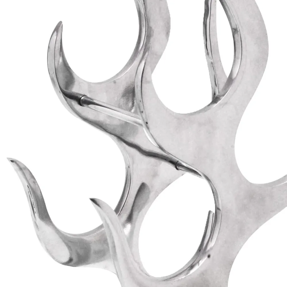 Cremagliera Forma di Fiamma 9 Bottiglie Alluminio Argento