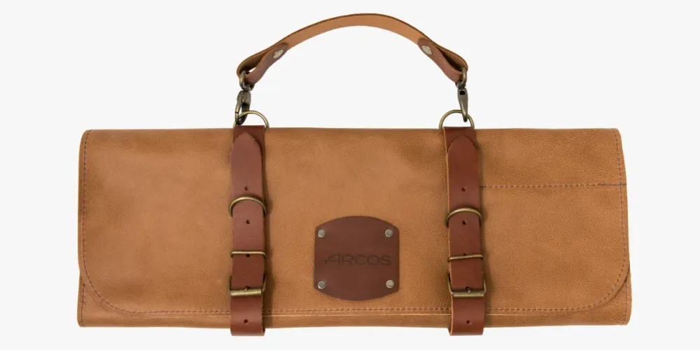 Borsa portacoltelli pelle con ferramenta metallica, capacità 5 pezzi