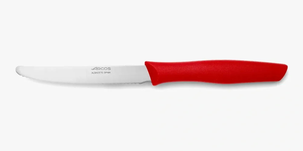 Coltello Tavola Colore Rosso Seghettato Serie Nova 110 mm