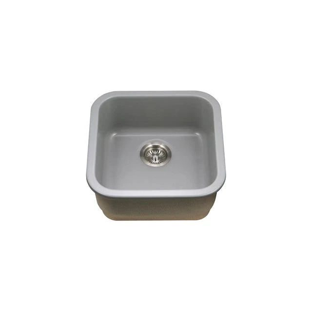 Houzer Platus Series 19" Fireclay Undermount Square Single Bowl Bar/Prep Sink, PTB-1919 GR - GRIGIO