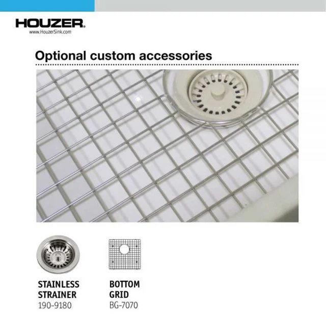 Houzer Platus Series 19" Fireclay Undermount Square Single Bowl Bar/Prep Sink, PTB-1919 GR - GRIGIO