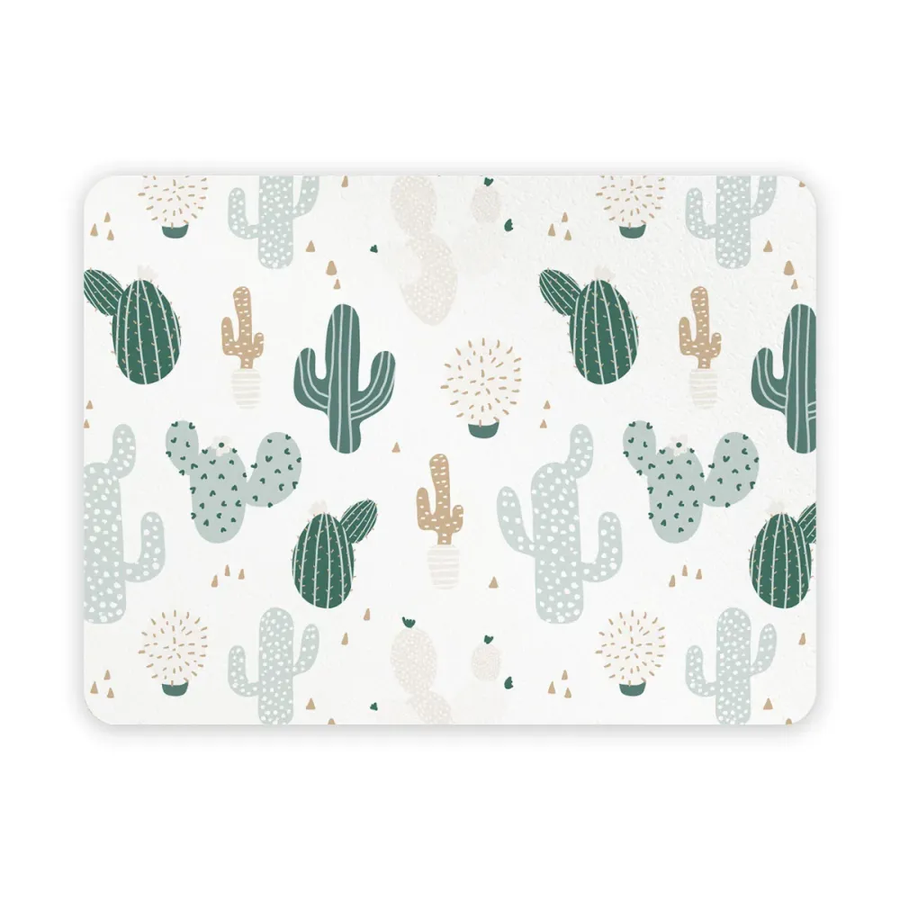 Manteles Individuales de Desayuno Infantil Estampado de Cactus Verdes