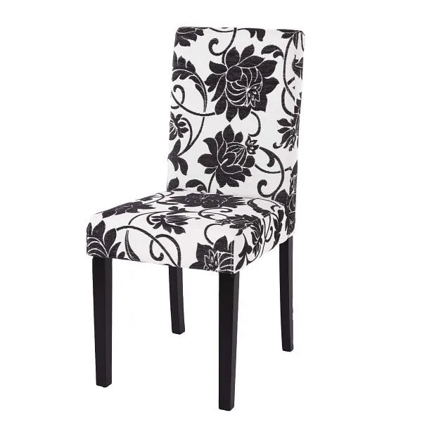 Sedia da pranzo Mendler Littau sedia da cucina tessuto/tessuto jacquard nero gambe scure 74384