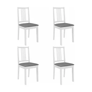 Sedie da Pranzo con Cuscini 4 pz Bianche Legno Massello
