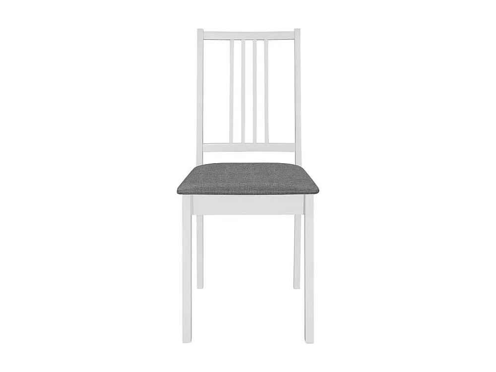 Sedie da Pranzo con Cuscini 4 pz Bianche Legno Massello