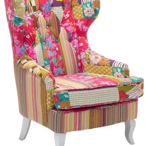 Wingback Chair MOLDE Fabric Fuchsia Pink