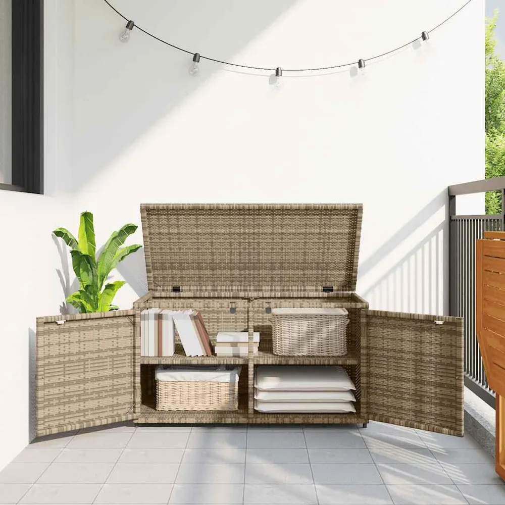 Armadietto Portaoggetti Giardino Panna 110x55x60,5cm Polyrattan