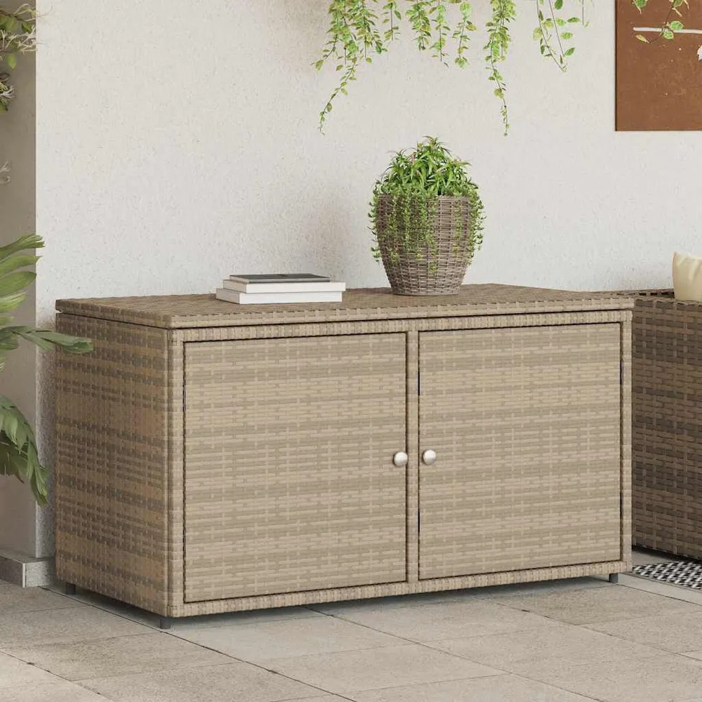 Armadietto Portaoggetti Giardino Panna 110x55x60,5cm Polyrattan