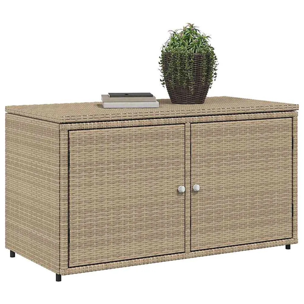 Armadietto Portaoggetti Giardino Panna 110x55x60,5cm Polyrattan