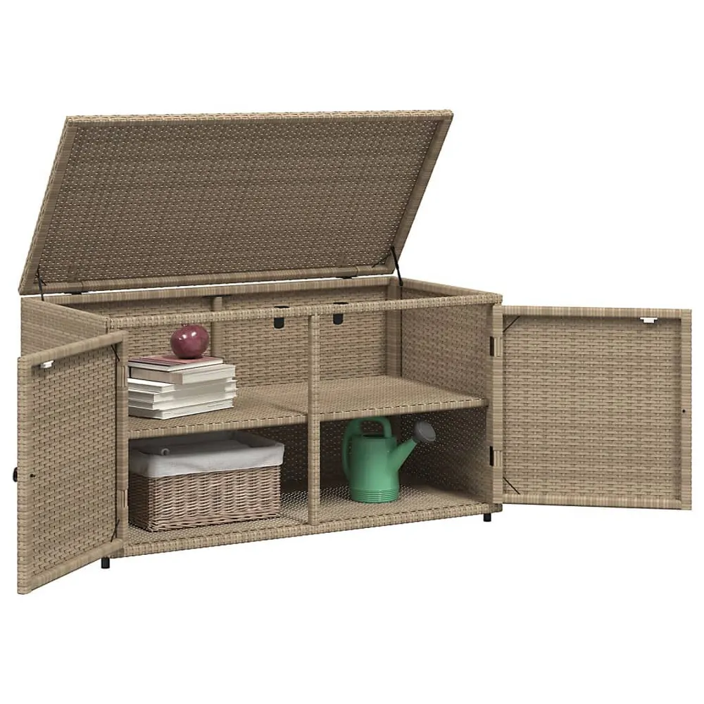 Armadietto Portaoggetti Giardino Panna 110x55x60,5cm Polyrattan