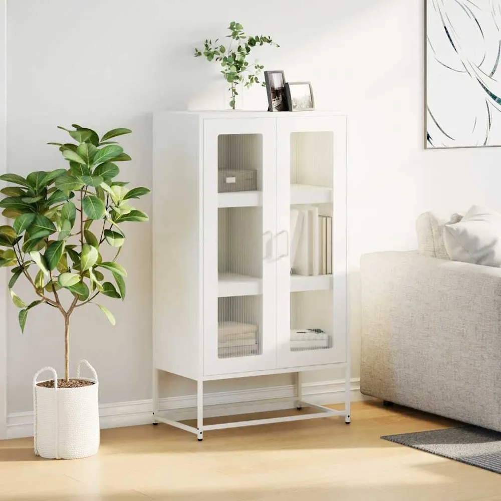 Credenza Bianca 68x39x123 cm Acciaio