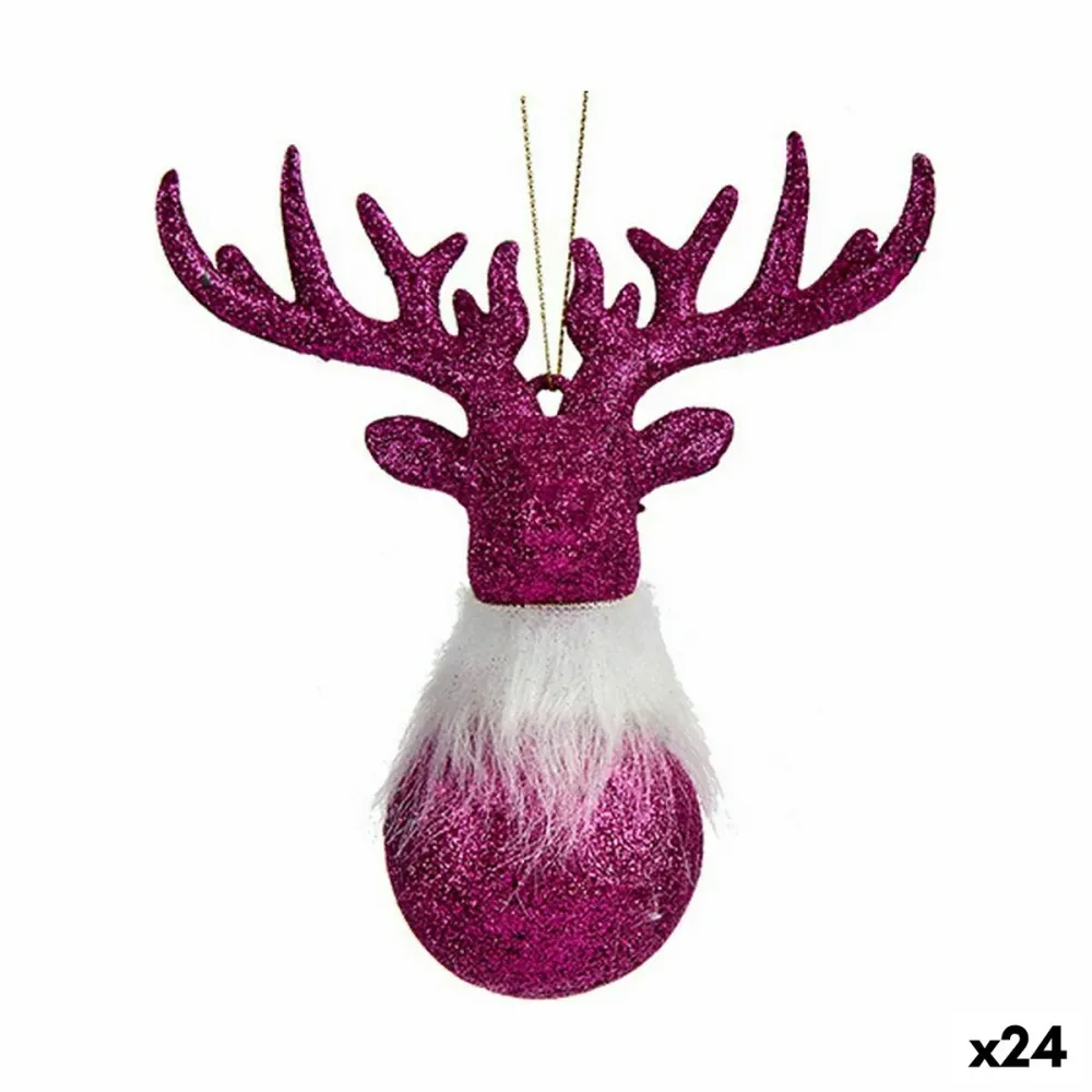 Decorazione Natalizia Krist+ Fucsia Plastica Porporina Renna 14 x 15,5 x 7 cm 13,5 x 15,5 x 7 cm (24 Unità)