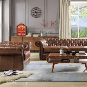 Divano e poltrona Chesterfield - Pelle invecchiata
