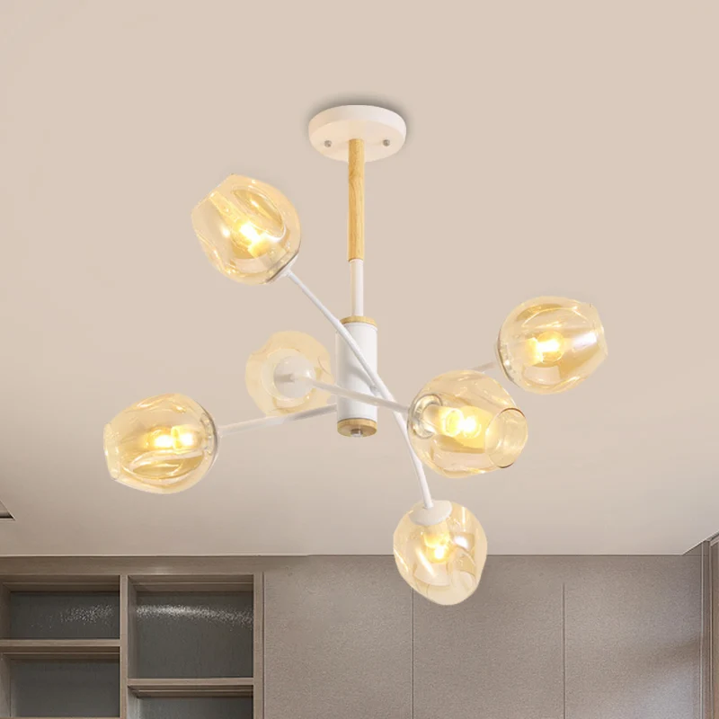 Lampadario cupola per soggiorno, illuminazione vetro blu/marrone limpido, 6/8 luci, lampada sospensione sospesa elegante e...