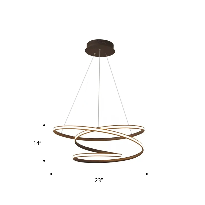 Lampadario goccia forma di cerchio avvitato ferro Semplicità Lampadario LED apparecchio di illuminazione caffè, luce calda...