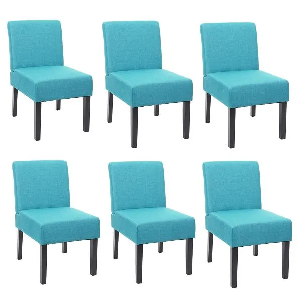 Mendler set di 6 sedie da pranzo HWC-F61 sedia lounge chair tessuto/tessuto petrolio 3x70175