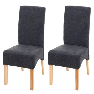 Mendler set di 2 sedie da pranzo Latina sedia da cucina tessuto/tessuto grigio tenebroso gambe chiare 74640
