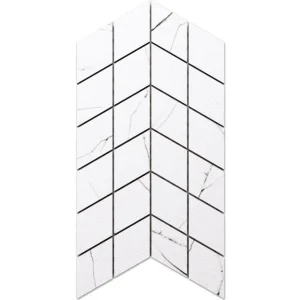 Porcelain stoneware mosaic on rete bathroom or kitchen 17.2 cm x 29.8 cm - Marble Sugar arrow 1