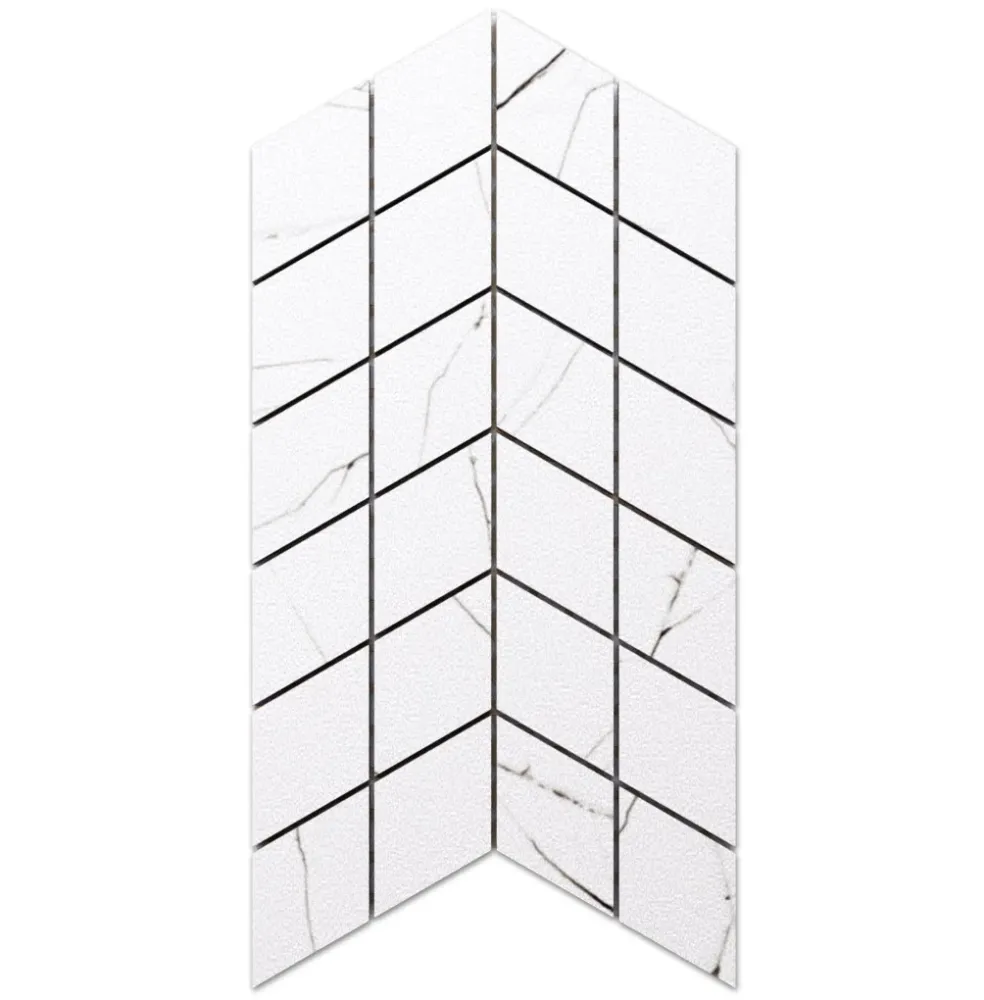 Porcelain stoneware mosaic on rete bathroom or kitchen 17.2 cm x 29.8 cm - Marble Sugar arrow 1