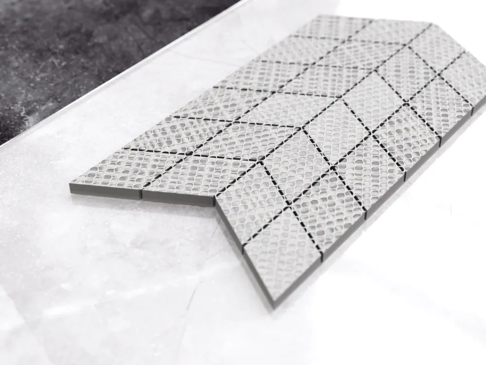 Porcelain stoneware mosaic on rete bathroom or kitchen 17.2 cm x 29.8 cm - Marble Sugar arrow 1