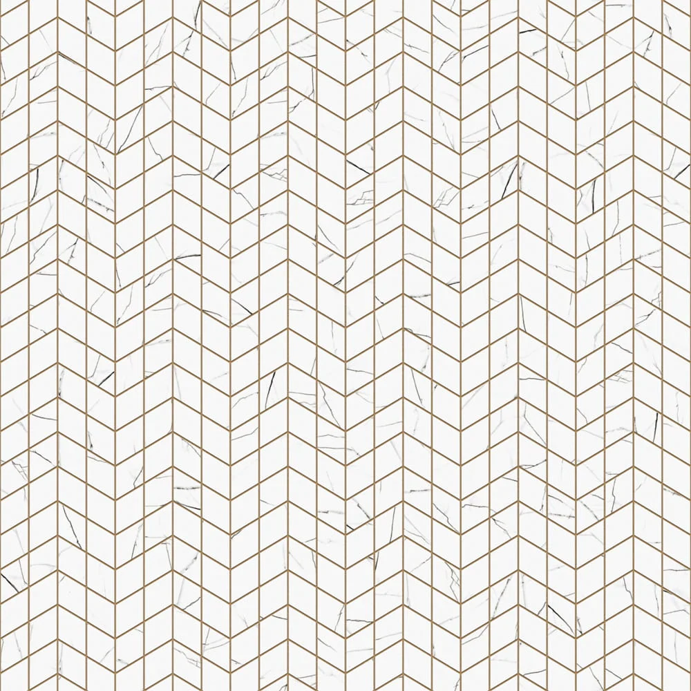 Porcelain stoneware mosaic on rete bathroom or kitchen 17.2 cm x 29.8 cm - Marble Sugar arrow 1