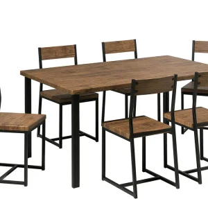 6 Seater Dining Set Dark Wood Nero puro LAREDO