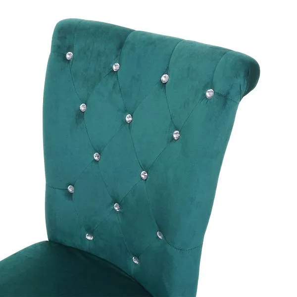Sedia da pranzo Mendler HWC-D22 sedia sedia da cucina velluto borchiato verde fosco gambe nere 74564